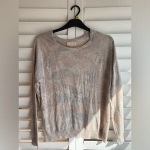 Zadig & Voltaire Beige and Gray/ Pink Cashmere sweater sz L